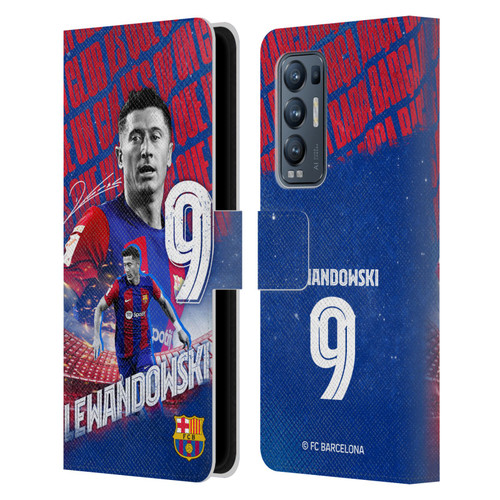 FC Barcelona 2023/24 First Team Robert Lewandowski Leather Book Wallet Case Cover For OPPO Find X3 Neo / Reno5 Pro+ 5G