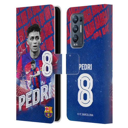 FC Barcelona 2023/24 First Team Pedri Leather Book Wallet Case Cover For OPPO Find X3 Neo / Reno5 Pro+ 5G