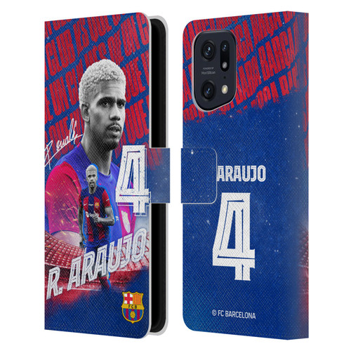 FC Barcelona 2023/24 First Team Ronald Araújo Leather Book Wallet Case Cover For OPPO Find X5