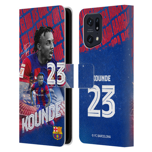 FC Barcelona 2023/24 First Team Jules Koundé Leather Book Wallet Case Cover For OPPO Find X5