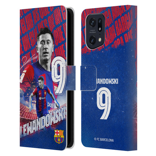 FC Barcelona 2023/24 First Team Robert Lewandowski Leather Book Wallet Case Cover For OPPO Find X5