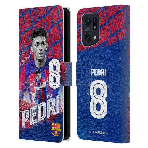 FC Barcelona 2023/24 First Team Pedri Leather Book Wallet Case Cover For OPPO Find X5