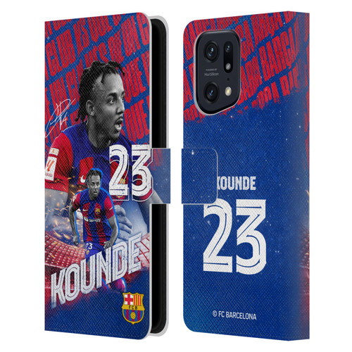 FC Barcelona 2023/24 First Team Jules Koundé Leather Book Wallet Case Cover For OPPO Find X5 Pro