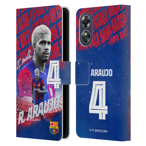 FC Barcelona 2023/24 First Team Ronald Araújo Leather Book Wallet Case Cover For OPPO A17