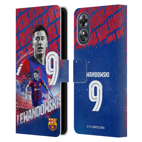 FC Barcelona 2023/24 First Team Robert Lewandowski Leather Book Wallet Case Cover For OPPO A17