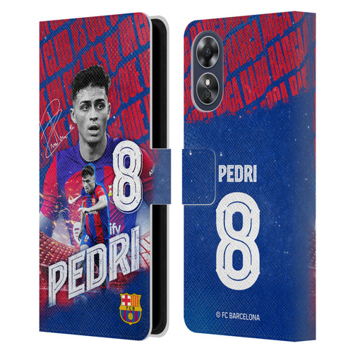 FC Barcelona 2023/24 First Team Pedri Leather Book Wallet Case Cover For OPPO A17