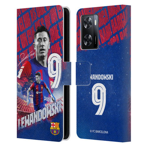 FC Barcelona 2023/24 First Team Robert Lewandowski Leather Book Wallet Case Cover For OPPO A57s