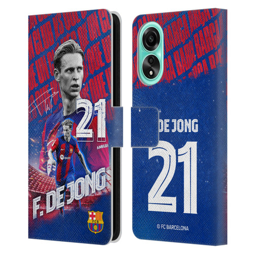 FC Barcelona 2023/24 First Team Frenkie de Jong Leather Book Wallet Case Cover For OPPO A78 4G