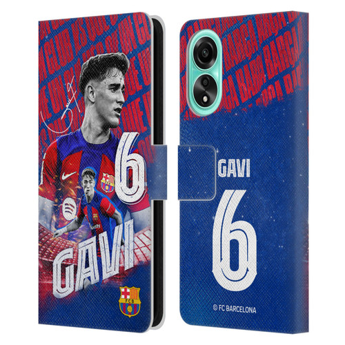 FC Barcelona 2023/24 First Team Gavi Leather Book Wallet Case Cover For OPPO A78 4G