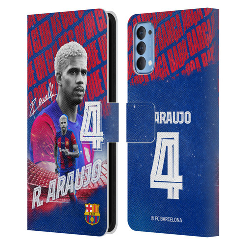 FC Barcelona 2023/24 First Team Ronald Araújo Leather Book Wallet Case Cover For OPPO Reno 4 5G