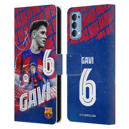 FC Barcelona 2023/24 First Team Gavi Leather Book Wallet Case Cover For OPPO Reno 4 5G