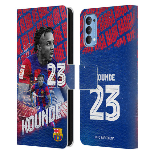 FC Barcelona 2023/24 First Team Jules Koundé Leather Book Wallet Case Cover For OPPO Reno 4 5G