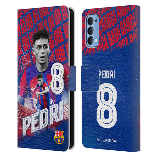 FC Barcelona 2023/24 First Team Pedri Leather Book Wallet Case Cover For OPPO Reno 4 5G