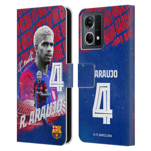 FC Barcelona 2023/24 First Team Ronald Araújo Leather Book Wallet Case Cover For OPPO Reno8 4G