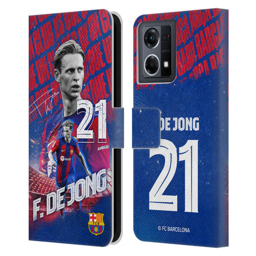 FC Barcelona 2023/24 First Team Frenkie de Jong Leather Book Wallet Case Cover For OPPO Reno8 4G