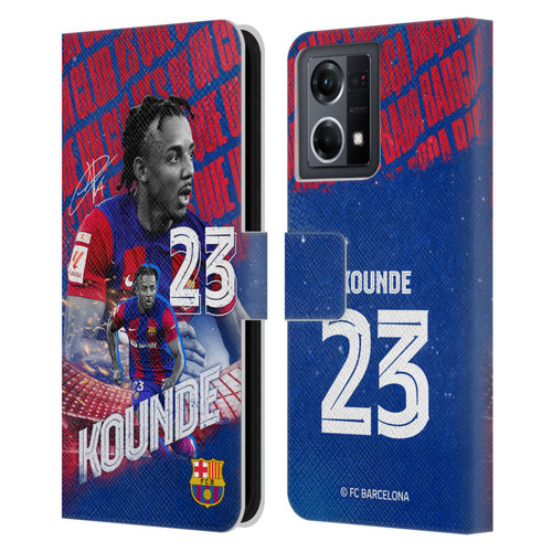 FC Barcelona 2023/24 First Team Jules Koundé Leather Book Wallet Case Cover For OPPO Reno8 4G