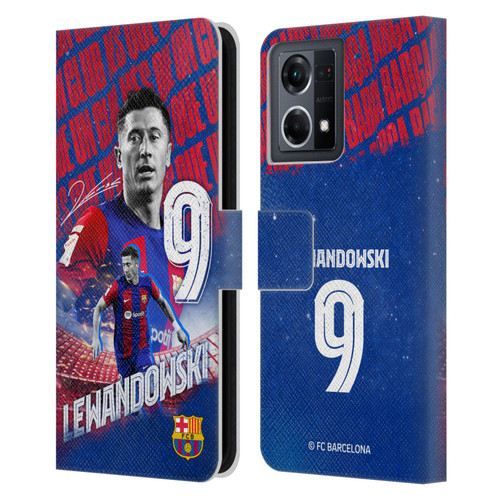 FC Barcelona 2023/24 First Team Robert Lewandowski Leather Book Wallet Case Cover For OPPO Reno8 4G