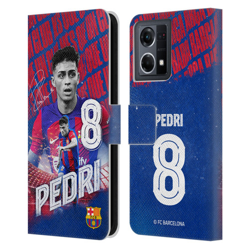 FC Barcelona 2023/24 First Team Pedri Leather Book Wallet Case Cover For OPPO Reno8 4G