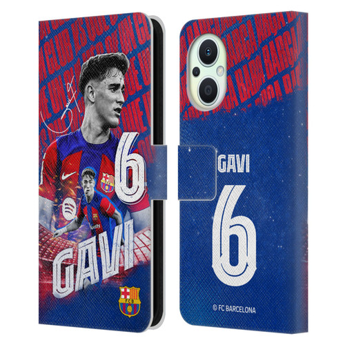 FC Barcelona 2023/24 First Team Gavi Leather Book Wallet Case Cover For OPPO Reno8 Lite