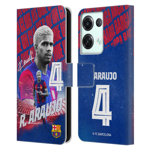 FC Barcelona 2023/24 First Team Ronald Araújo Leather Book Wallet Case Cover For OPPO Reno8 Pro