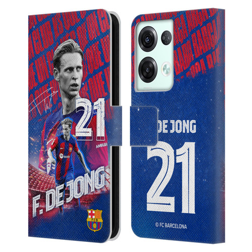 FC Barcelona 2023/24 First Team Frenkie de Jong Leather Book Wallet Case Cover For OPPO Reno8 Pro