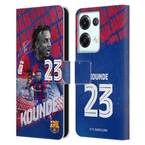 FC Barcelona 2023/24 First Team Jules Koundé Leather Book Wallet Case Cover For OPPO Reno8 Pro