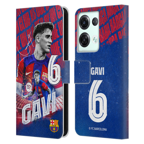 FC Barcelona 2023/24 First Team Gavi Leather Book Wallet Case Cover For OPPO Reno8 Pro