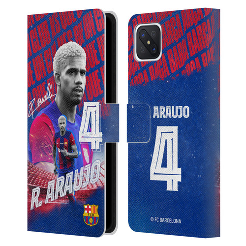 FC Barcelona 2023/24 First Team Ronald Araújo Leather Book Wallet Case Cover For OPPO Reno4 Z 5G