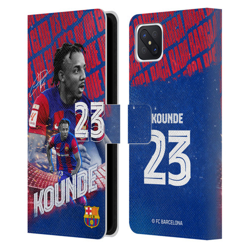 FC Barcelona 2023/24 First Team Jules Koundé Leather Book Wallet Case Cover For OPPO Reno4 Z 5G