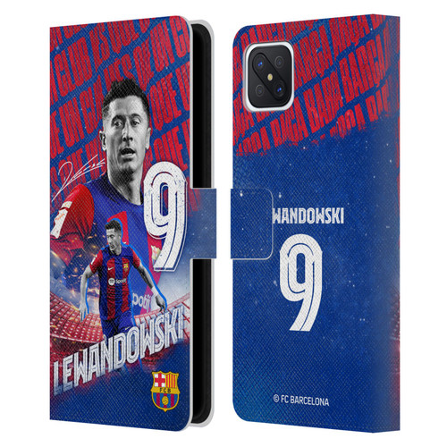 FC Barcelona 2023/24 First Team Robert Lewandowski Leather Book Wallet Case Cover For OPPO Reno4 Z 5G