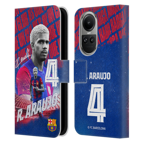 FC Barcelona 2023/24 First Team Ronald Araújo Leather Book Wallet Case Cover For OPPO Reno10 5G / Reno10 Pro 5G