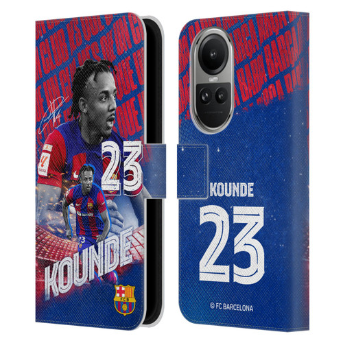 FC Barcelona 2023/24 First Team Jules Koundé Leather Book Wallet Case Cover For OPPO Reno10 5G / Reno10 Pro 5G