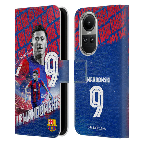 FC Barcelona 2023/24 First Team Robert Lewandowski Leather Book Wallet Case Cover For OPPO Reno10 5G / Reno10 Pro 5G