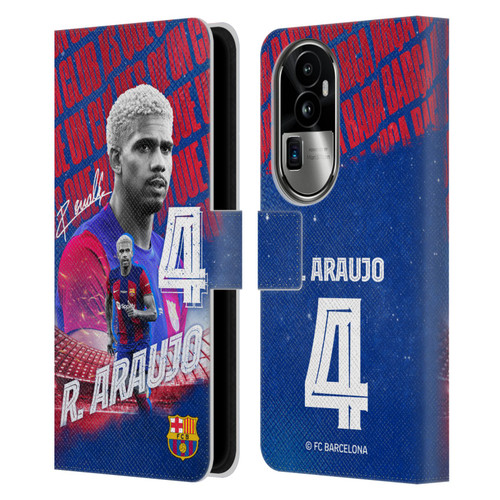 FC Barcelona 2023/24 First Team Ronald Araújo Leather Book Wallet Case Cover For OPPO Reno10 Pro+