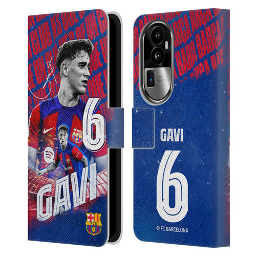 FC Barcelona 2023/24 First Team Gavi Leather Book Wallet Case Cover For OPPO Reno10 Pro+