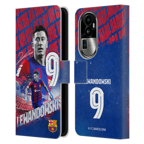 FC Barcelona 2023/24 First Team Robert Lewandowski Leather Book Wallet Case Cover For OPPO Reno10 Pro+