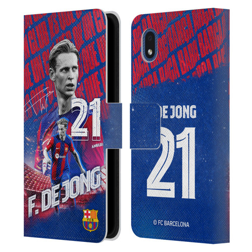 FC Barcelona 2023/24 First Team Frenkie de Jong Leather Book Wallet Case Cover For Samsung Galaxy A01 Core (2020)