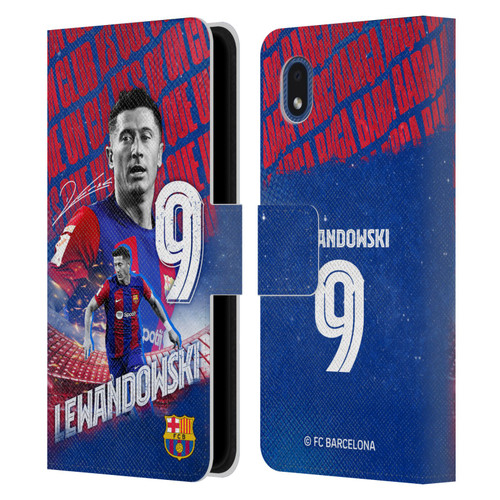 FC Barcelona 2023/24 First Team Robert Lewandowski Leather Book Wallet Case Cover For Samsung Galaxy A01 Core (2020)