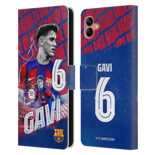 FC Barcelona 2023/24 First Team Gavi Leather Book Wallet Case Cover For Samsung Galaxy A04 (2022)