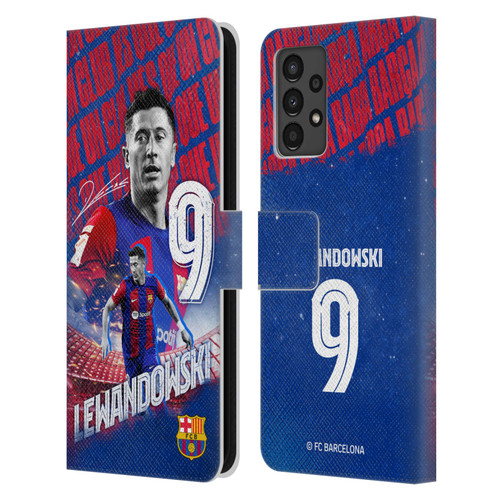 FC Barcelona 2023/24 First Team Robert Lewandowski Leather Book Wallet Case Cover For Samsung Galaxy A13 (2022)