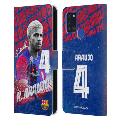 FC Barcelona 2023/24 First Team Ronald Araújo Leather Book Wallet Case Cover For Samsung Galaxy A21s (2020)