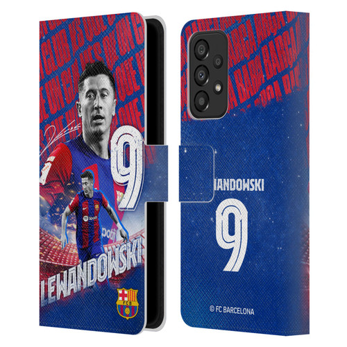 FC Barcelona 2023/24 First Team Robert Lewandowski Leather Book Wallet Case Cover For Samsung Galaxy A33 5G (2022)