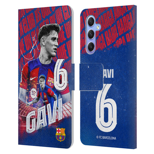 FC Barcelona 2023/24 First Team Gavi Leather Book Wallet Case Cover For Samsung Galaxy A34 5G
