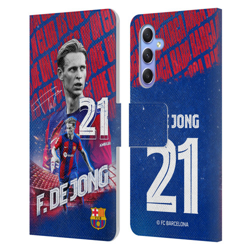 FC Barcelona 2023/24 First Team Frenkie de Jong Leather Book Wallet Case Cover For Samsung Galaxy A34 5G