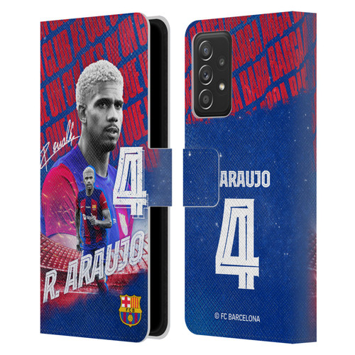FC Barcelona 2023/24 First Team Ronald Araújo Leather Book Wallet Case Cover For Samsung Galaxy A52 / A52s / 5G (2021)