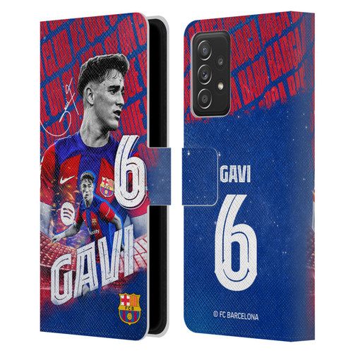 FC Barcelona 2023/24 First Team Gavi Leather Book Wallet Case Cover For Samsung Galaxy A52 / A52s / 5G (2021)