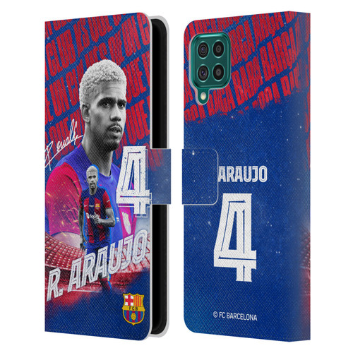 FC Barcelona 2023/24 First Team Ronald Araújo Leather Book Wallet Case Cover For Samsung Galaxy F62 (2021)