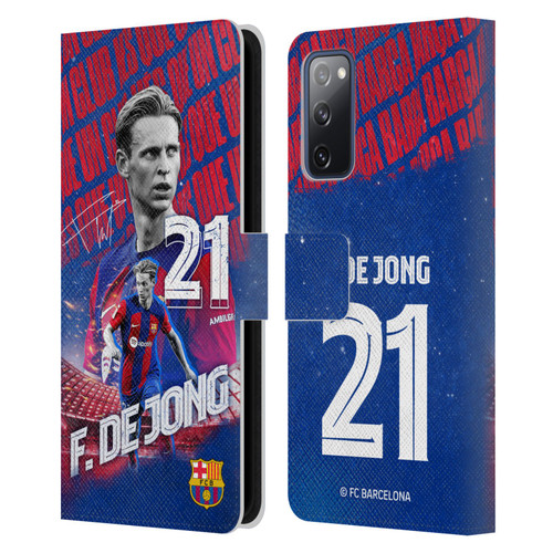 FC Barcelona 2023/24 First Team Frenkie de Jong Leather Book Wallet Case Cover For Samsung Galaxy S20 FE / 5G