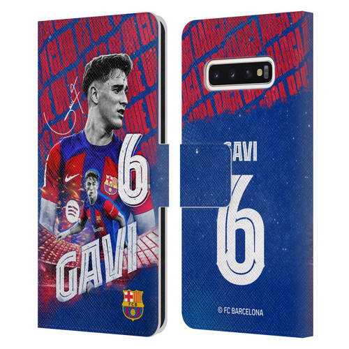 FC Barcelona 2023/24 First Team Gavi Leather Book Wallet Case Cover For Samsung Galaxy S10