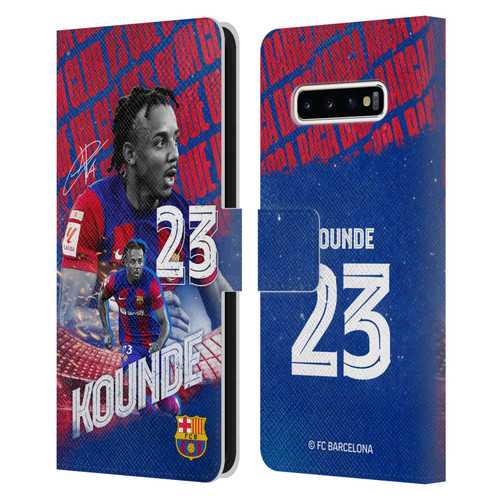 FC Barcelona 2023/24 First Team Jules Koundé Leather Book Wallet Case Cover For Samsung Galaxy S10+ / S10 Plus